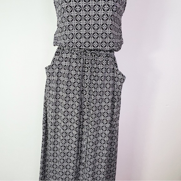 Max Studio Black & White Tile Print Sleeveless Maxi Dress With Pockets Size S - Picture 3 of 7